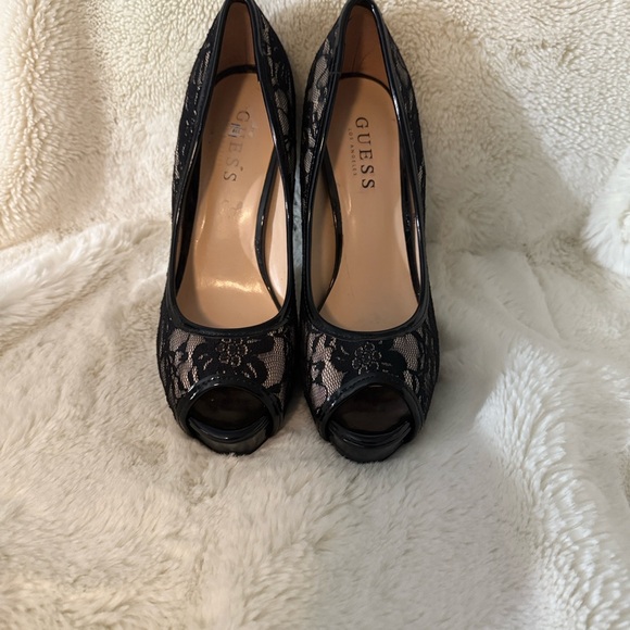 Guess Black Lace Peep-toe Heels - Picture 4 of 8